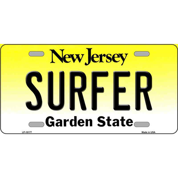 Surfer New Jersey Metal Novelty License Plate
