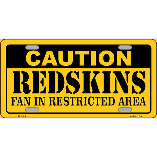 Caution Redskins Metal Novelty License Plate