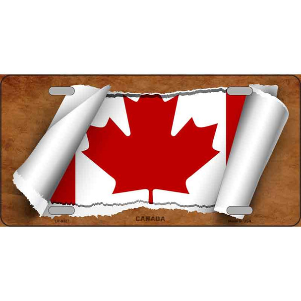 Canada Flag Scroll Metal Novelty License Plate