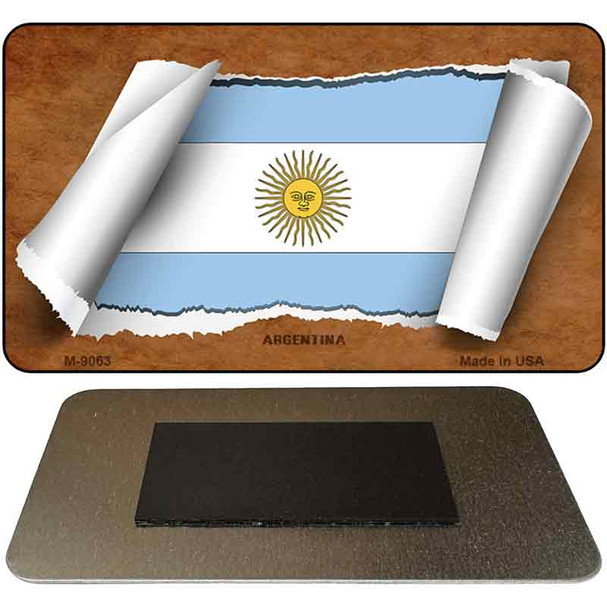 Argentina Flag Scroll Novelty Metal Magnet M-9063