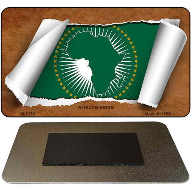 African Union Flag Scroll Novelty Metal Magnet M-9114