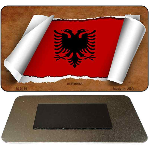 Albania Flag Scroll Novelty Metal Magnet M-9116