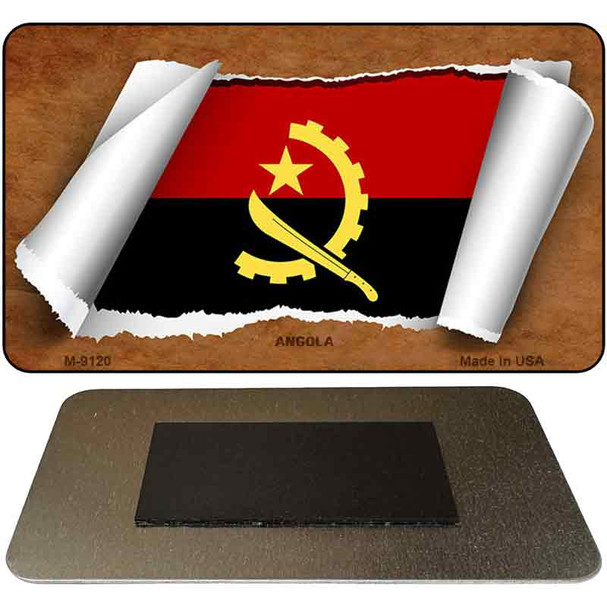 Angola Flag Scroll Novelty Metal Magnet M-9120