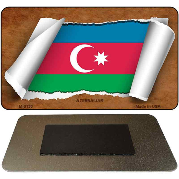 Azerbaijan Flag Scroll Novelty Metal Magnet M-9130