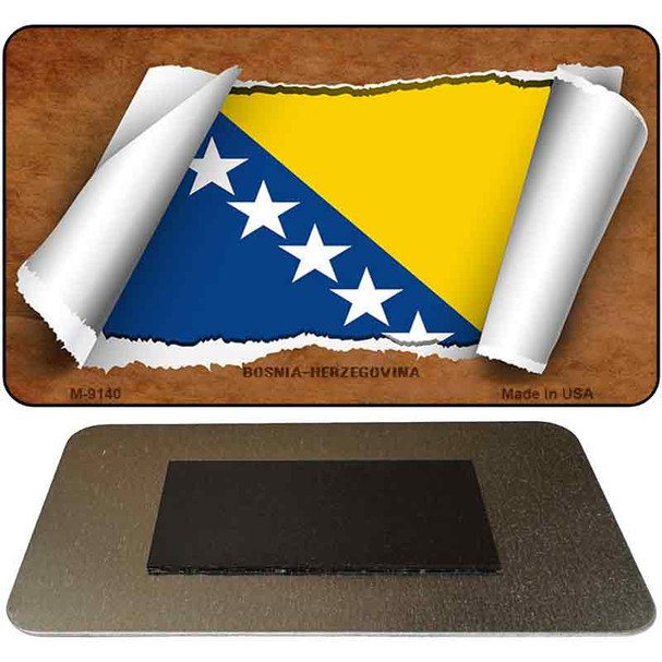 Bosnia-Herzegovina Flag Scroll Novelty Metal Magnet M-9140