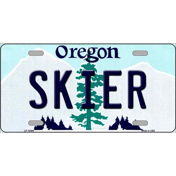 Skier Oregon Metal Novelty License Plate