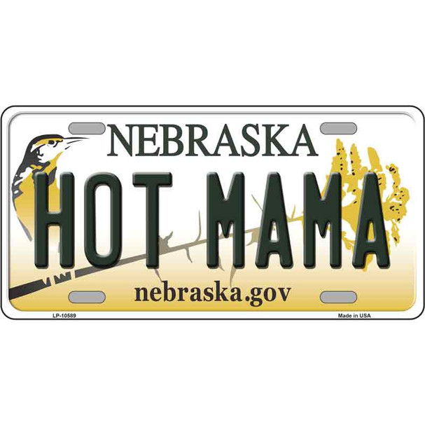 Hot Mama Nebraska Metal Novelty License Plate