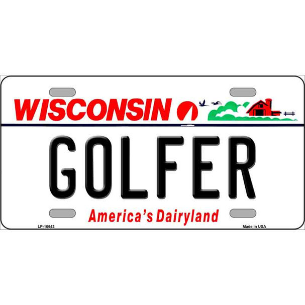 Golfer Wisconsin Metal Novelty License Plate