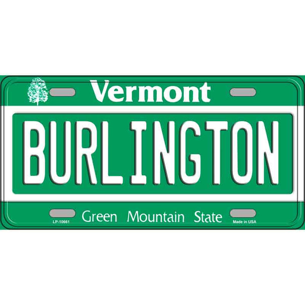 Burlington Vermont Metal Novelty License Plate