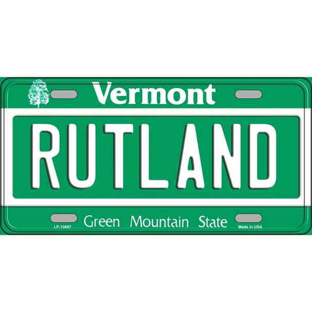 Rutland Vermont Metal Novelty License Plate