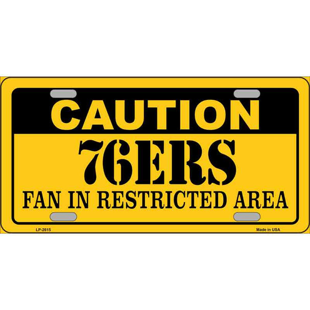 Caution 76ers Fan Metal Novelty License Plate