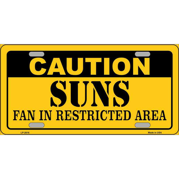 Caution Suns Fan Metal Novelty License Plate