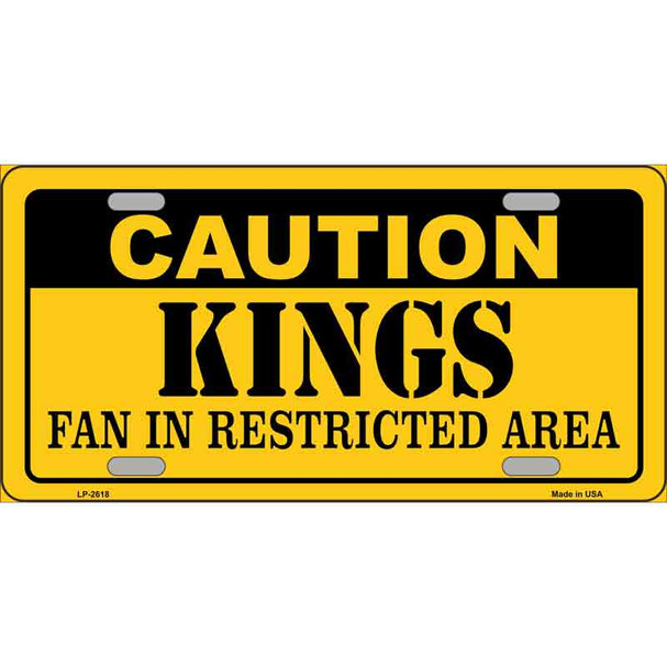 Caution Kings Fan Metal Novelty License Plate