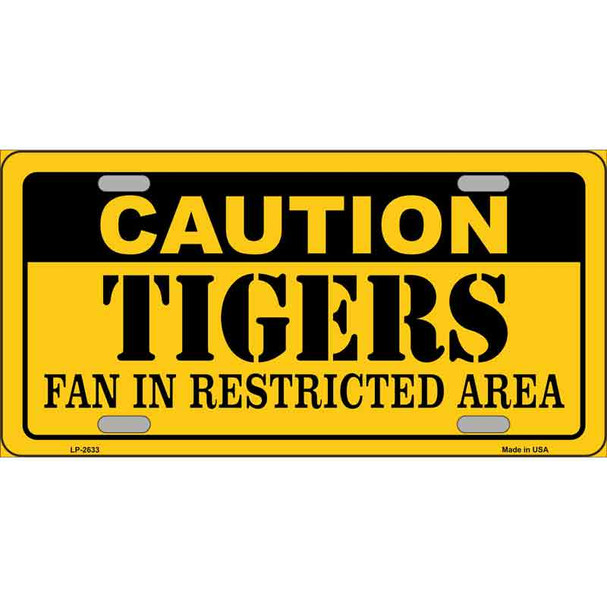 Caution Tigers Fan Metal Novelty License Plate