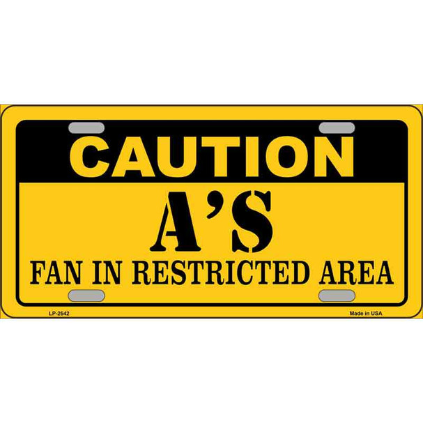 Caution As Fan Metal Novelty License Plate