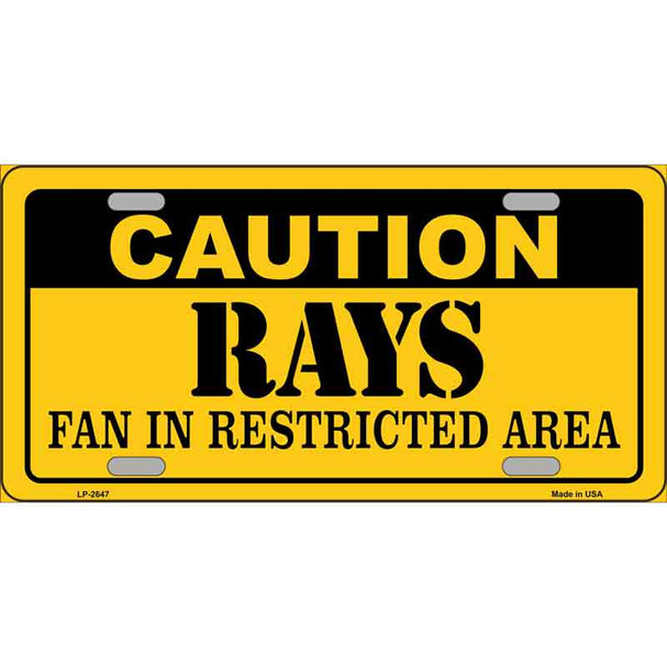 Caution Rays Fan Metal Novelty License Plate