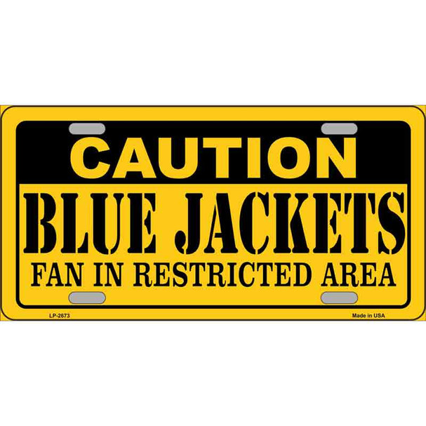 Caution Blue Jackets Metal Novelty License Plate