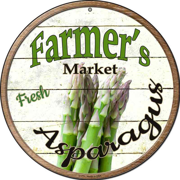 Farmers Market Asparagus Novelty Metal Circular Sign C-771