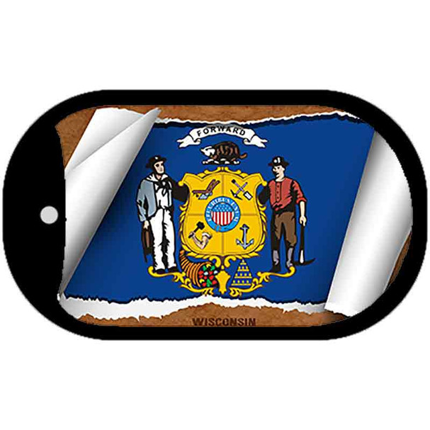 Wisconsin State Flag Scroll Metal Novelty Dog Tag Necklace DT-9055