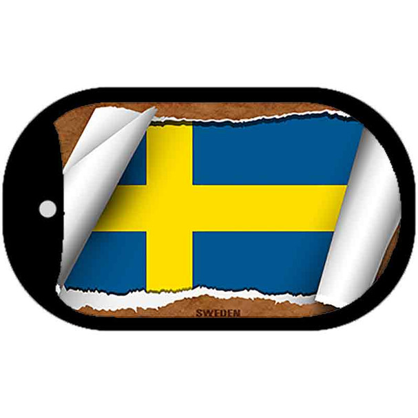 Sweden Flag Scroll Metal Novelty Dog Tag Necklace DT-9074