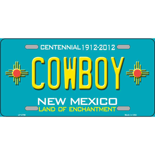 Cowboy New Mexico Teal Novelty Metal License Plate