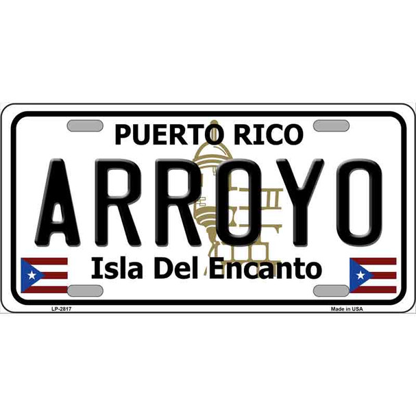 Arroyo Puerto Rico Metal Novelty License Plate