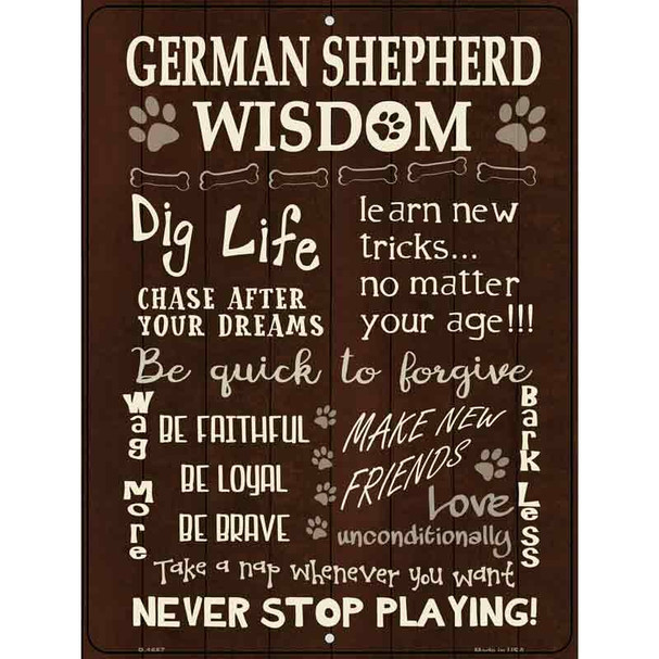 German Shepherd Wisdom Metal Novelty Parking Sign