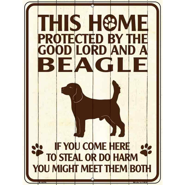 This Home Protected By A Beagle Parking Sign Metal Novelty