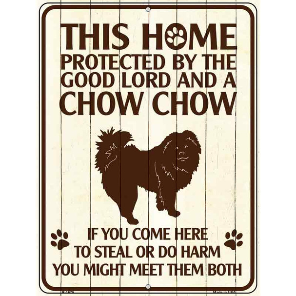 This Home Protected By A Chow Chow Parking Sign Metal Novelty