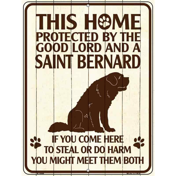 This Home Protected By A Saint Bernard Parking Sign Metal Novelty