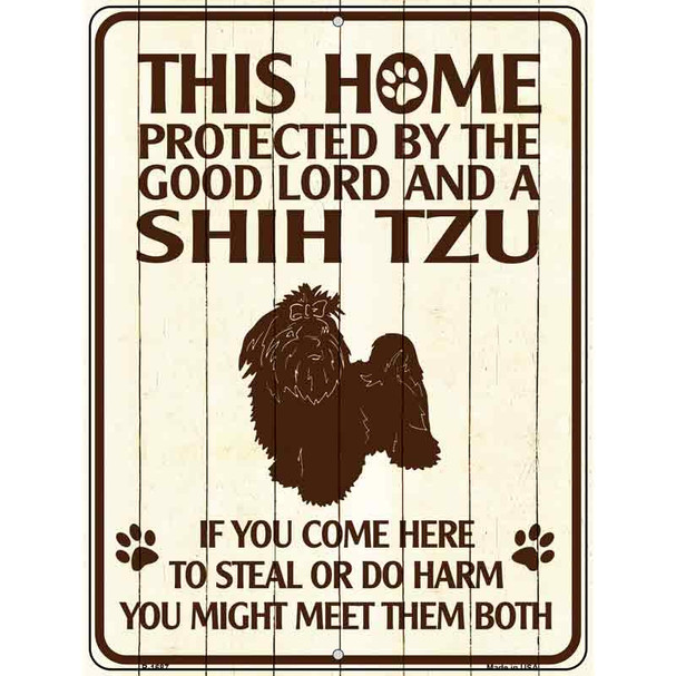 This Home Protected By A Shih Tzu Parking Sign Metal Novelty