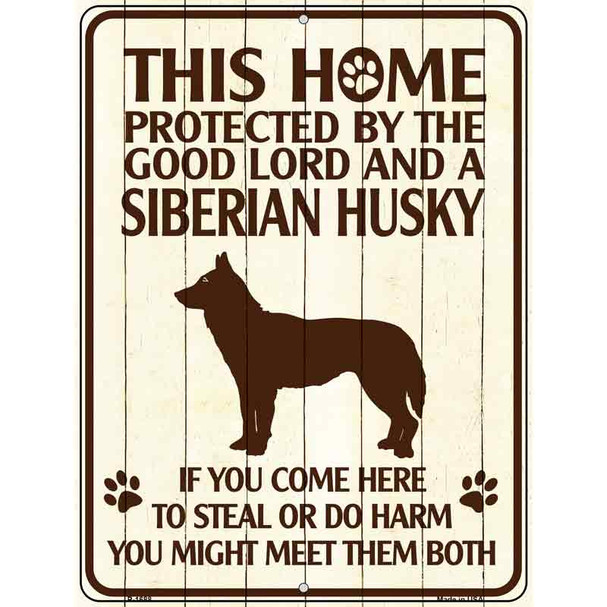 This Home Protected By A Siberian Husky Parking Sign Metal Novelty