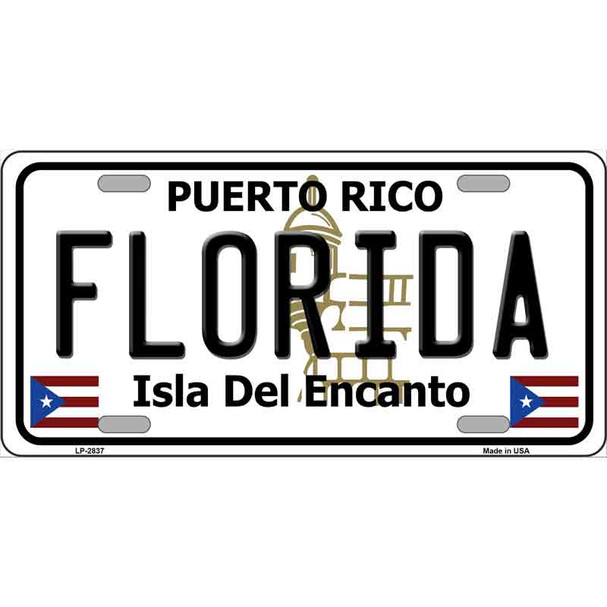 Florida Puerto Rico Metal Novelty License Plate