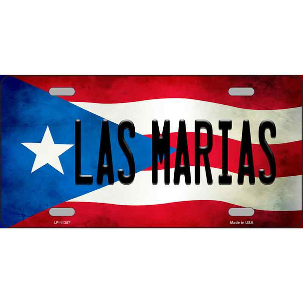 Las Marias Puerto Rico Flag License Plate Metal Novelty