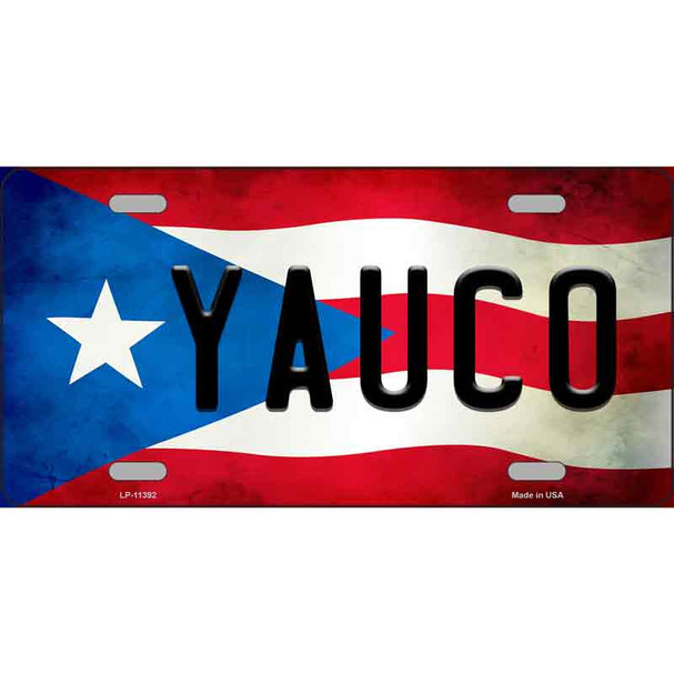 Yauco Puerto Rico Flag License Plate Metal Novelty