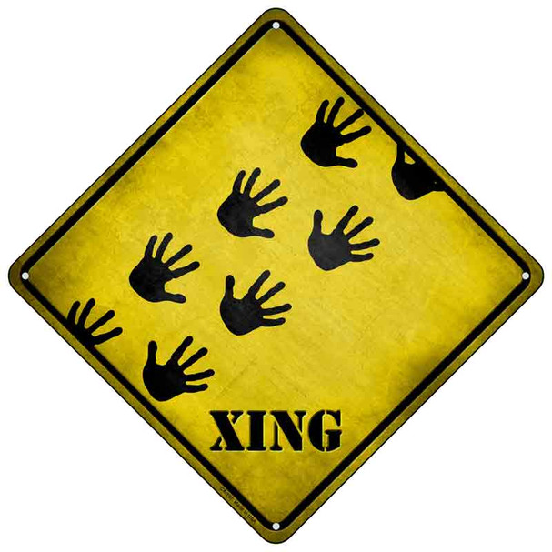 Handprints Xing Novelty Metal Crossing Sign