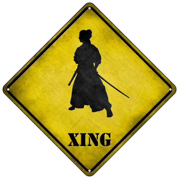 Samurai Standing Alone Xing Novelty Metal Crossing Sign