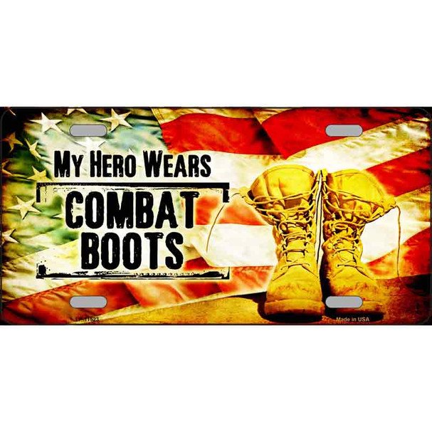 My Hero Wears Combat Boots Metal Novelty License Plate