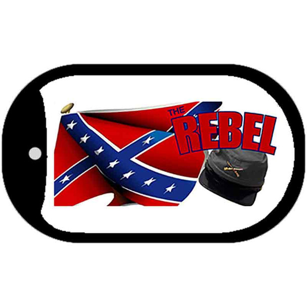 Rebel Cap and Confederate Flag Metal Novelty Dog Tag Necklace DT-152