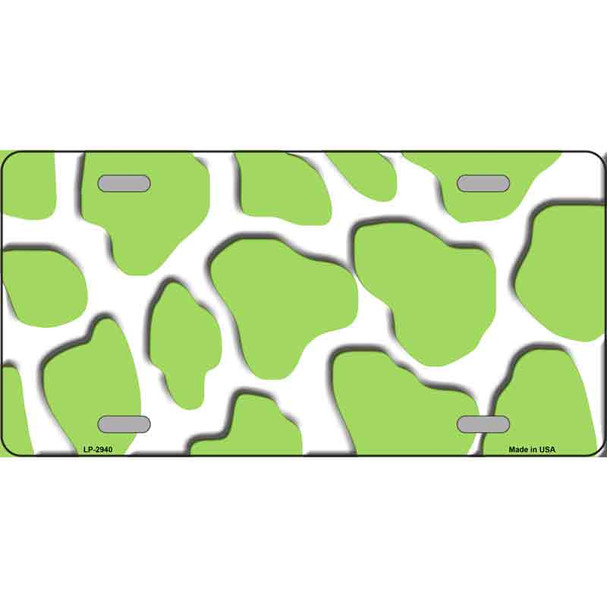 Lime Green White Giraffe Metal Novelty License Plate