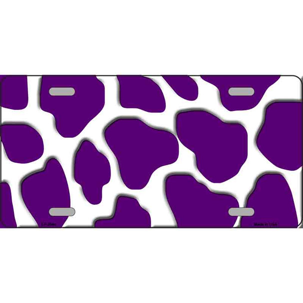 Purple White Giraffe Metal Novelty License Plate
