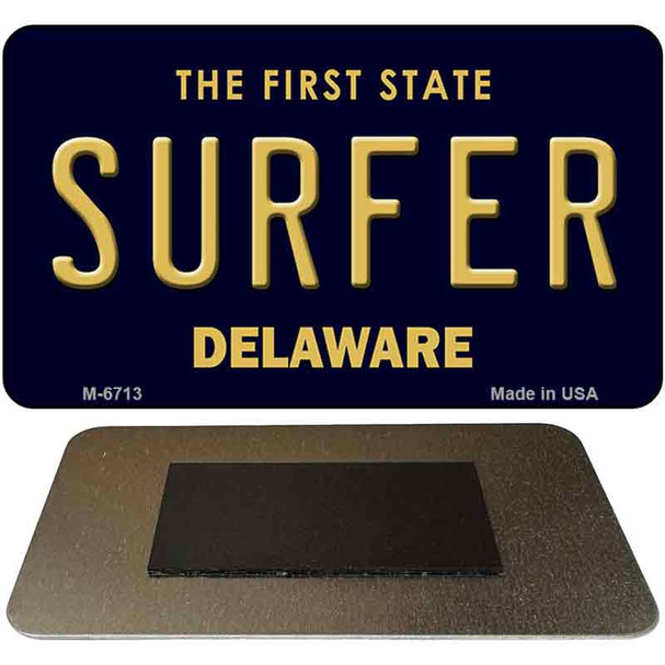 Surfer Delaware State License Plate Tag Magnet M-6713