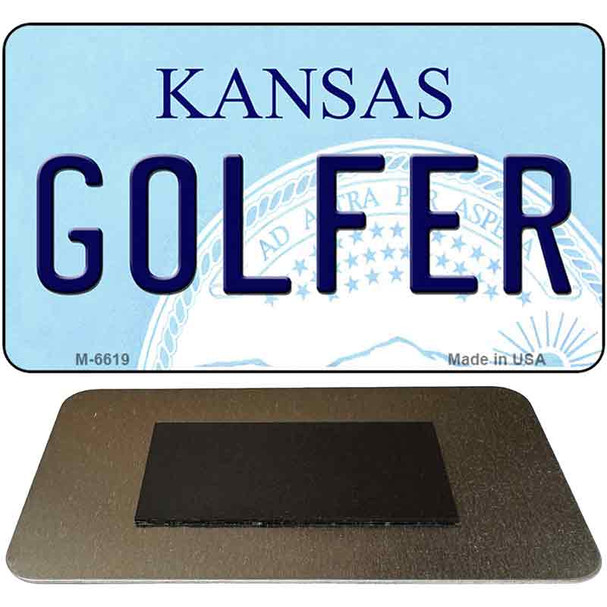Golfer Kansas State License Plate Tag Novelty Magnet M-6619