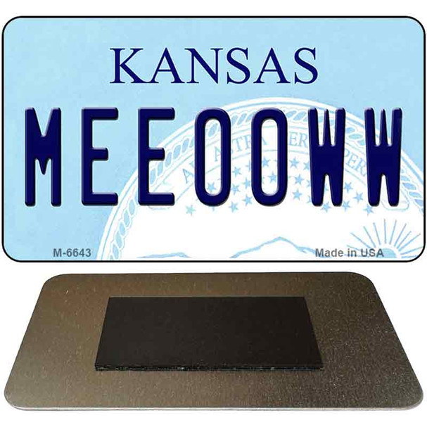 Meeooww Kansas State License Plate Tag Novelty Magnet M-6643