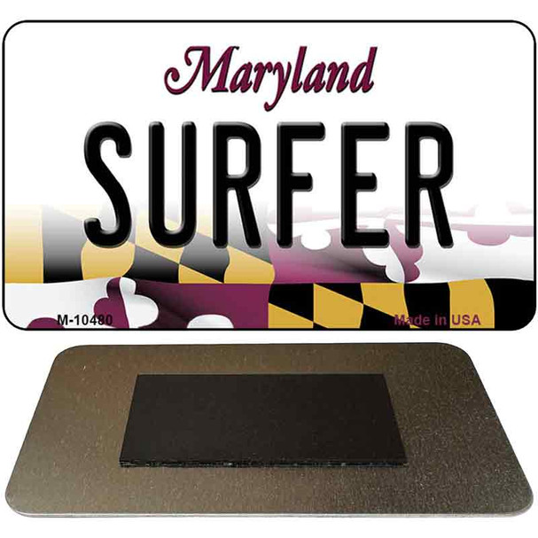 Surfer Maryland State License Plate Tag Magnet M-10480