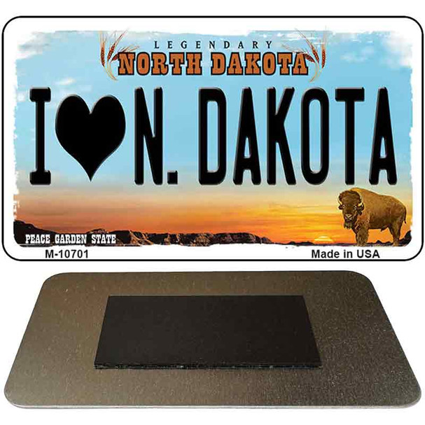 I Love N Dakota State License Plate Tag Magnet M-10701