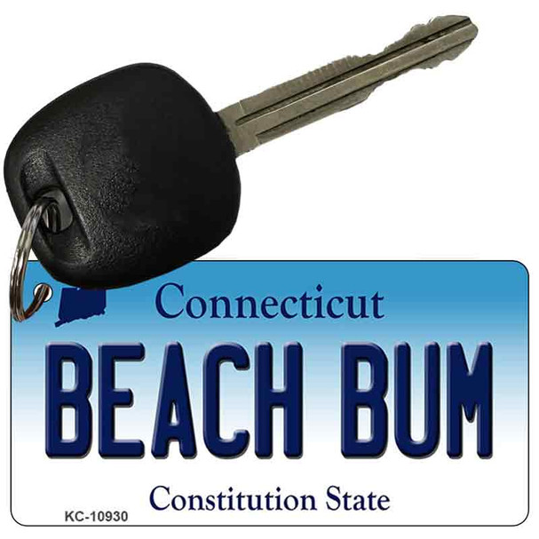 Beach Bum Connecticut State License Plate Tag Key Chain KC-10930