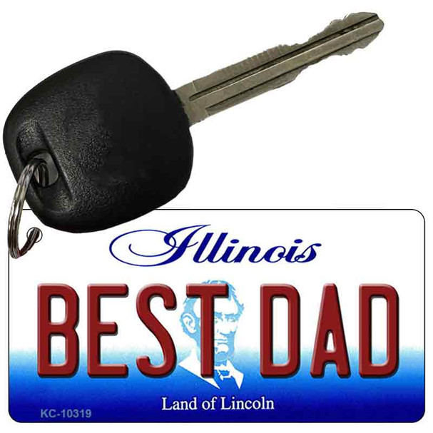 Best Dad Illinois State License Plate Tag Key Chain KC-10319