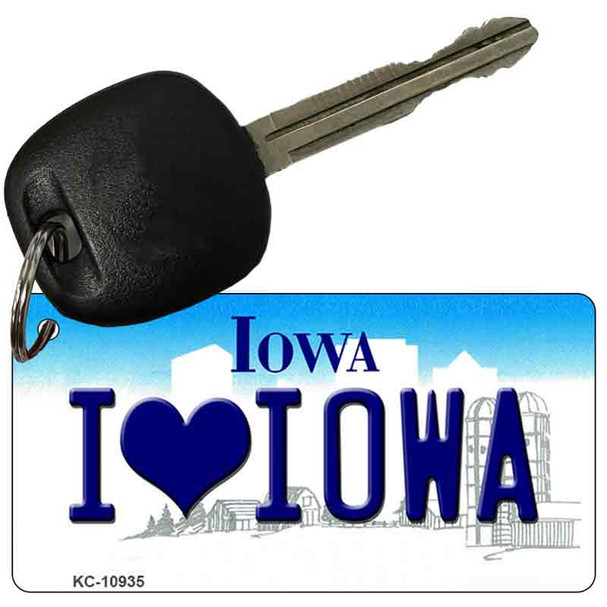 I Love Iowa State License Plate Tag Novelty Key Chain KC-10935