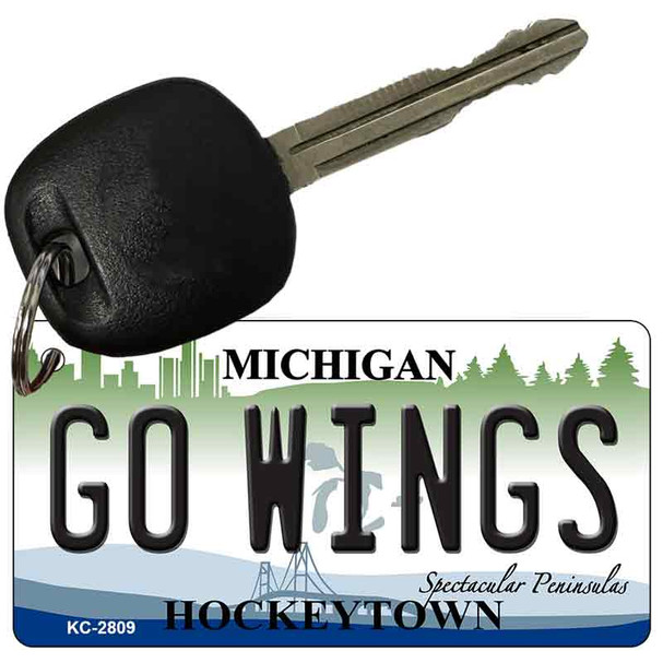 Go Wings Michigan State License Plate Tag Novelty Key Chain KC-2809